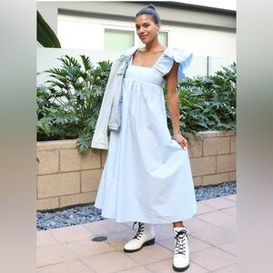 H&M Light Blue Maxi Dress with Ruffled Straps